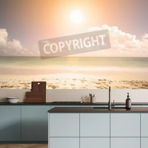 Papier peint  Le soleil levant sur la plage tropicale