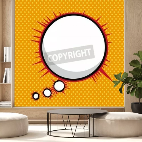 Papier peint  Bulle de BD vide sur fond orange