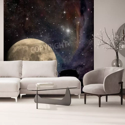 Papier peint  Pleine lune et arbres