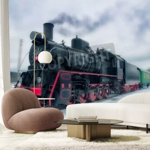 Papier peint  Train noir en hiver