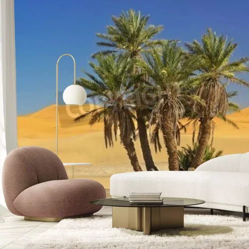 Papier peint  Palmiers dans le désert du Sahara