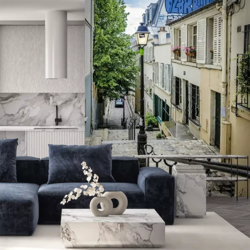 Papier peint  Ruelles de Paris avec les escaliers