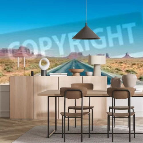 Papier peint  Panorama de la route dans le désert