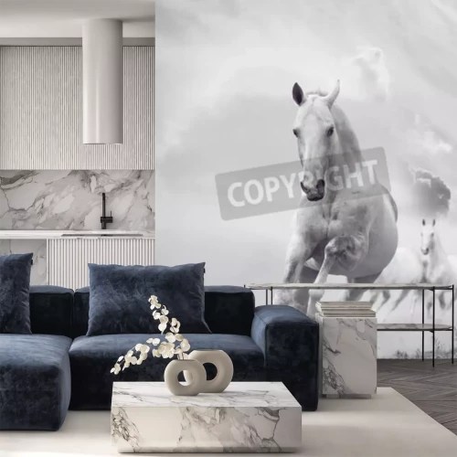 Papier peint  Cheval blanc énergique