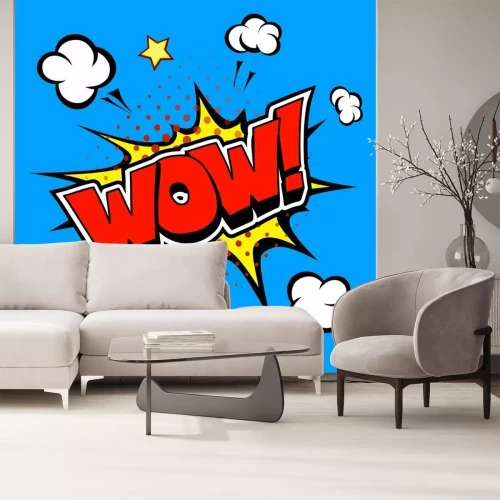 Papier peint  Bulle de bande dessinée avec le mot WOW dans un style pop art