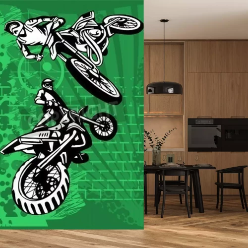 Papier peint  Moto. Illustration.Vinyl Prêt.