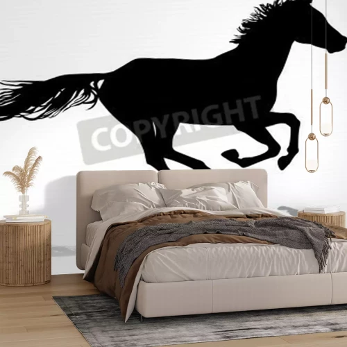 Papier peint  Cheval graphique noir