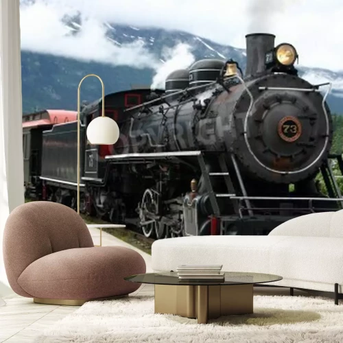 Papier peint  Train à vapeur dans les montagnes