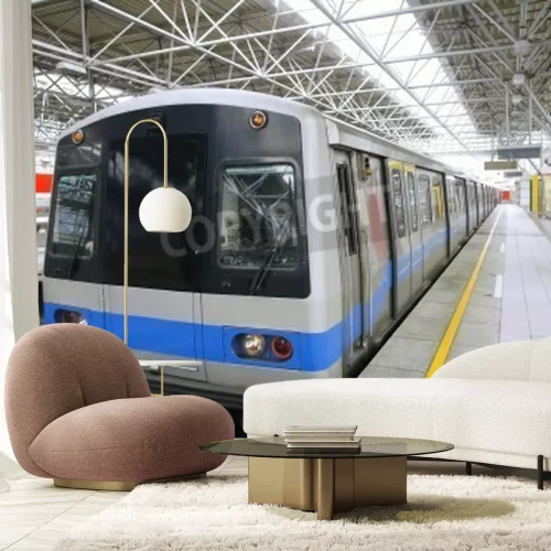 Papier peint  Train dans une station claire