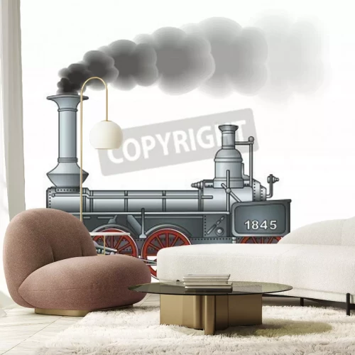 Papier peint  Locomotive abstraite train style rétro
