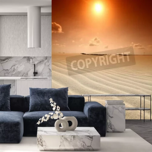 Papier peint  Ciel orange dans le désert