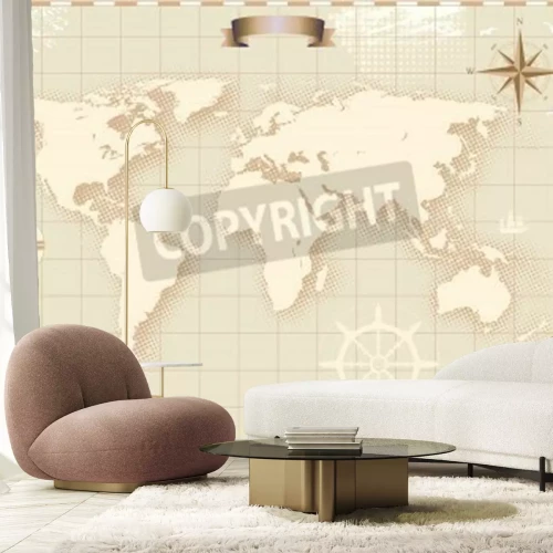 Papier peint  Image of an old paper world map.