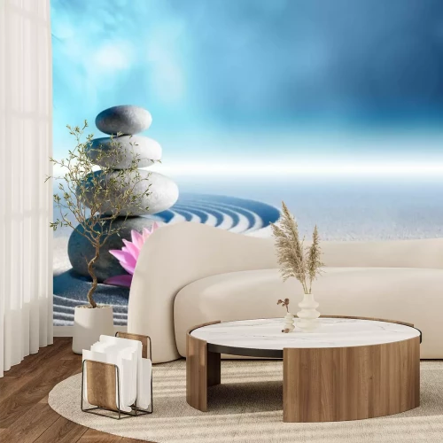 Papier peint  Pierres zen et nénuphars