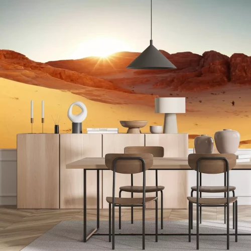 Papier peint  Paysage désertique avec coucher de soleil