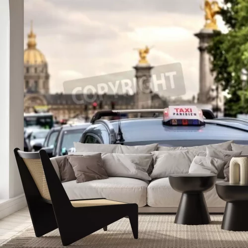 Papier peint  Taxi parisien embouteillage