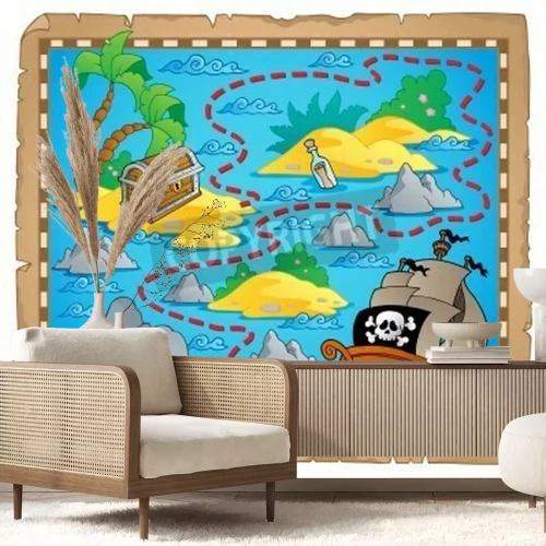 Papier peint  Carte avec un bateau pirate