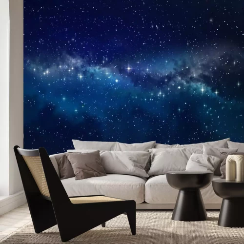 Papier peint  Galaxie bleu marine avec des étoiles