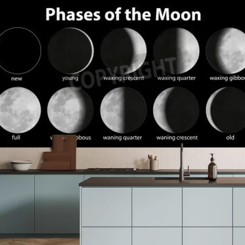 Papier peint  Illustration des phases de la lune sur fond sombre