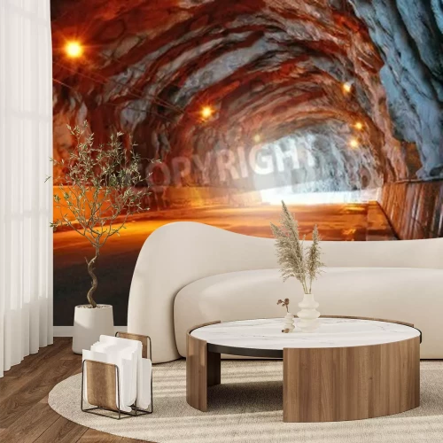 Papier peint  Tunnel routier dans la roche