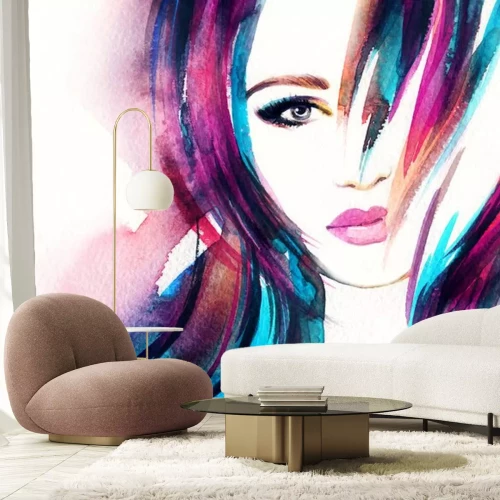 Sticker  portrait de femme .abstract aquarelle