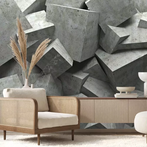 Papier peint  Cubes de béton créant un motif 3D