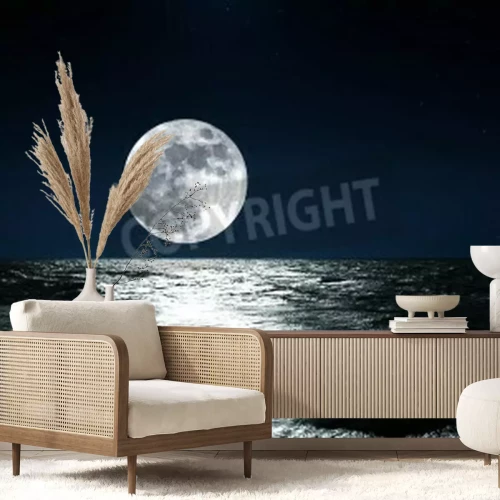 Papier peint  Pleine lune sur l'eau