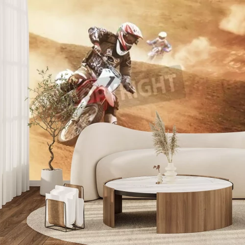 Papier peint  ALMATY, KAZAKHSTAN - APRIL 10: P.Blinov(1) flies through the air at the Motocross competition 