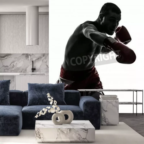 Papier peint  Boxe 3d sur fond noir