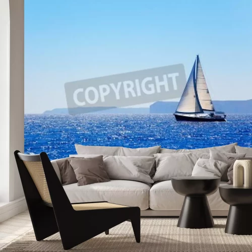 Papier peint  Voilier sur une eau azur