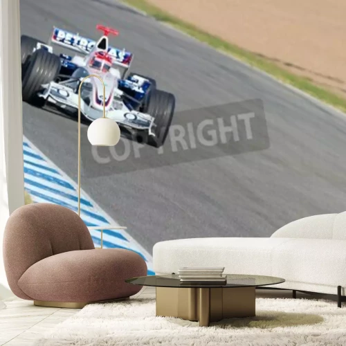 Papier peint  Bolide en pleine course piste formule 1