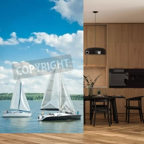 Papier peint  Voiliers fond forêt