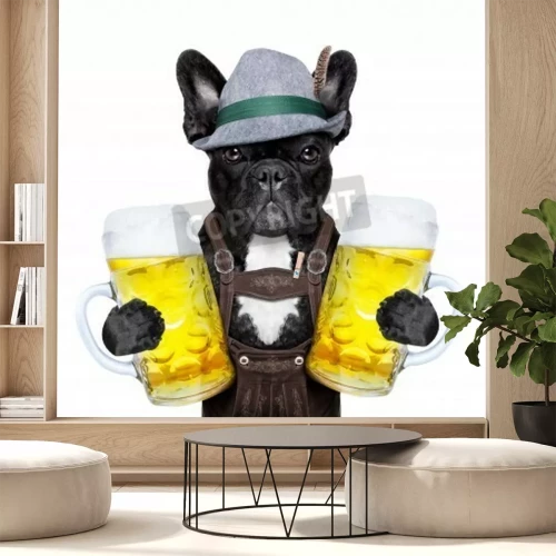 Papier peint  Chien avec une boisson dans une tasse