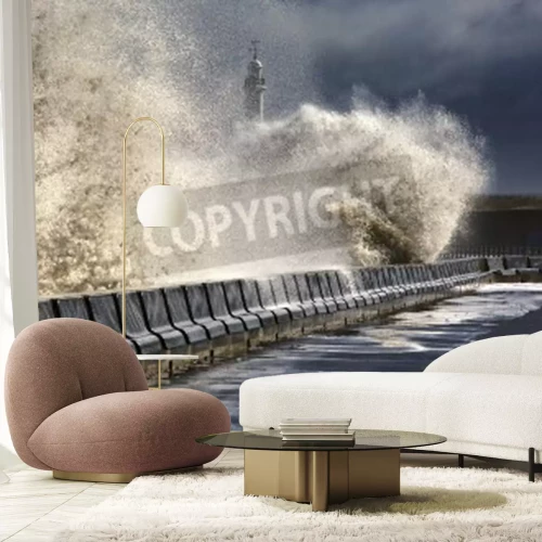 Papier peint  Phare maritime par mauvais temps