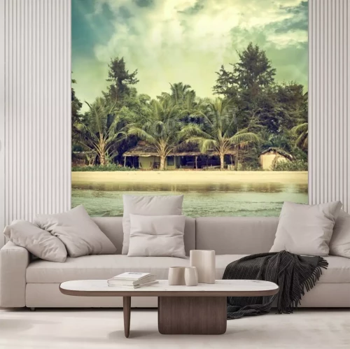 Papier peint  Vintage vue sur la mer sur la plage