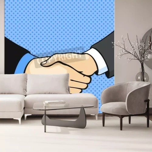 Papier peint  Poignée de main style pop art