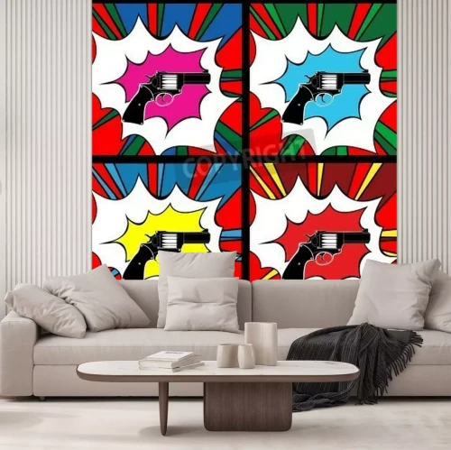 Papier peint  Pistolet dans un collage pop art
