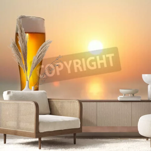 Papier peint  Boisson houblonnée au coucher du soleil