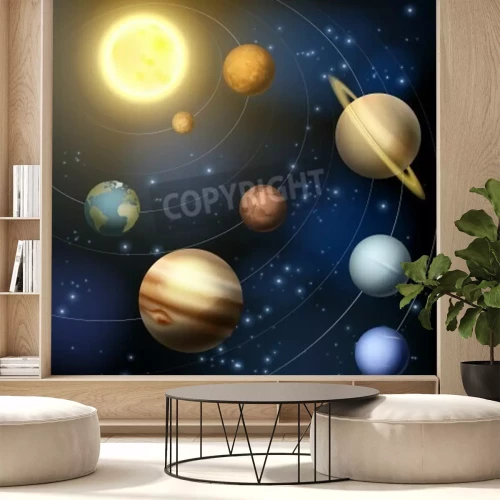 Papier peint  Illustration avec le système solaire dans l'espace