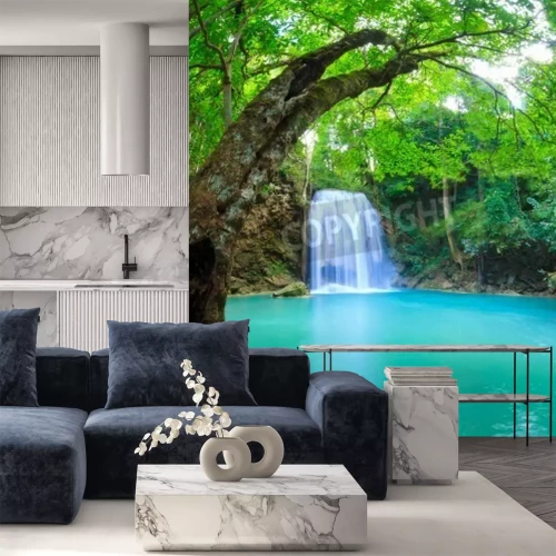 Papier peint  Cascade tropicale et verdure