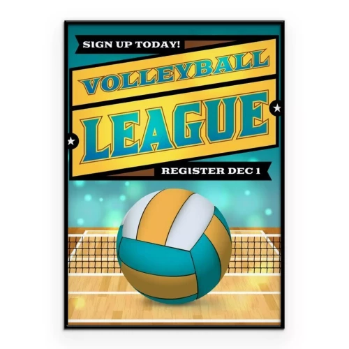 Poster  Volley-ball illustré avec typographie