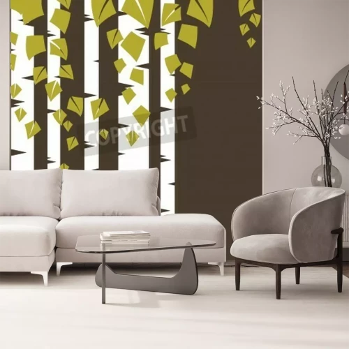 Papier peint  Version graphique des bouleaux