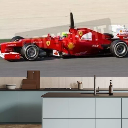 Papier peint  Bolide rouge sur la piste de formule 1