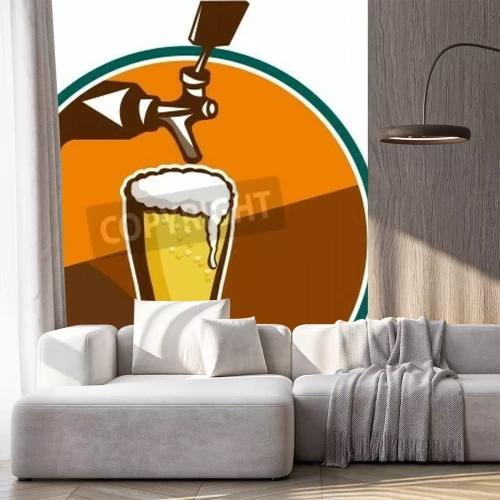 Papier peint  Dessin avec un verre de boisson alcoolisée