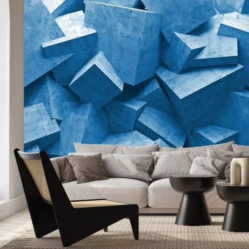 Papier peint  Blocs de béton bleus