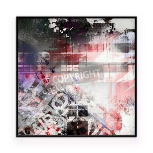 Poster  Motif abstrait en rouge et gris