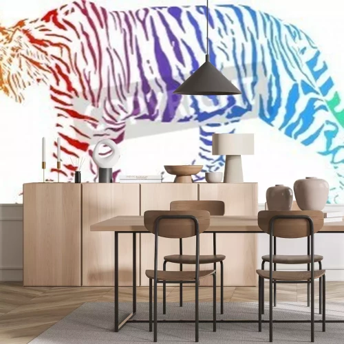 Papier peint  Dessin de tigre arc-en-ciel
