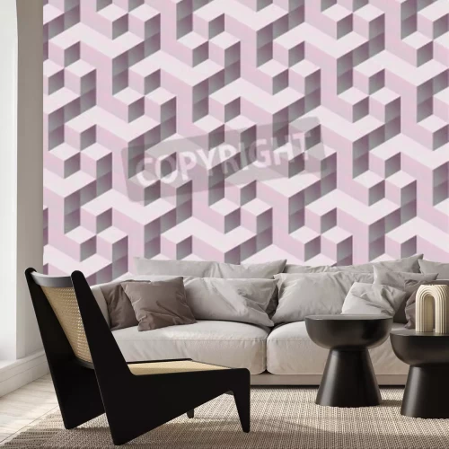 Papier peint  Motif 3D rose