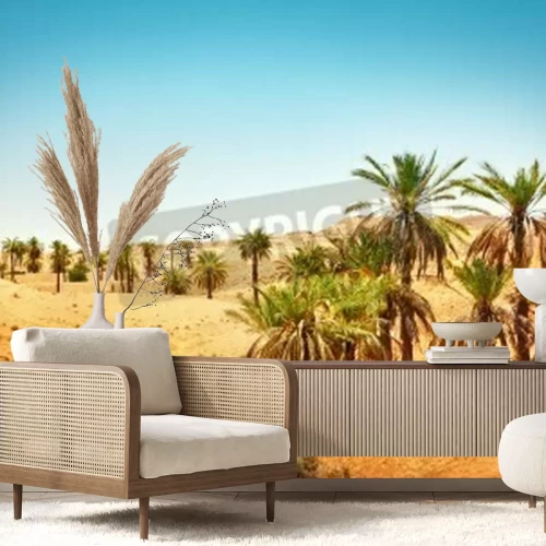 Papier peint  Palmiers tropicaux dans le désert