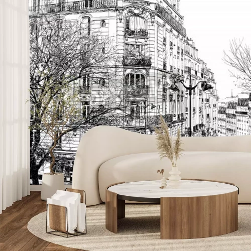 Papier peint  Paris image en noir et blanc