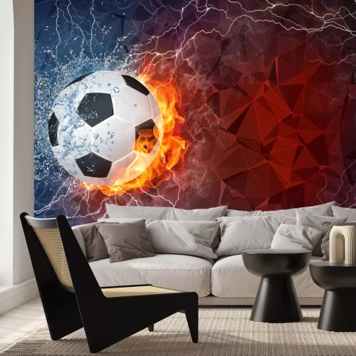 Papier peint  Soccer ball in fire and water